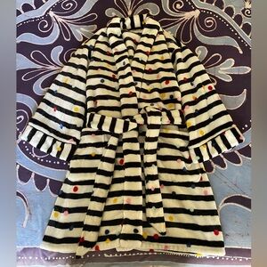 Kate Spade New York Dotted Stripe Fuzzy Robe